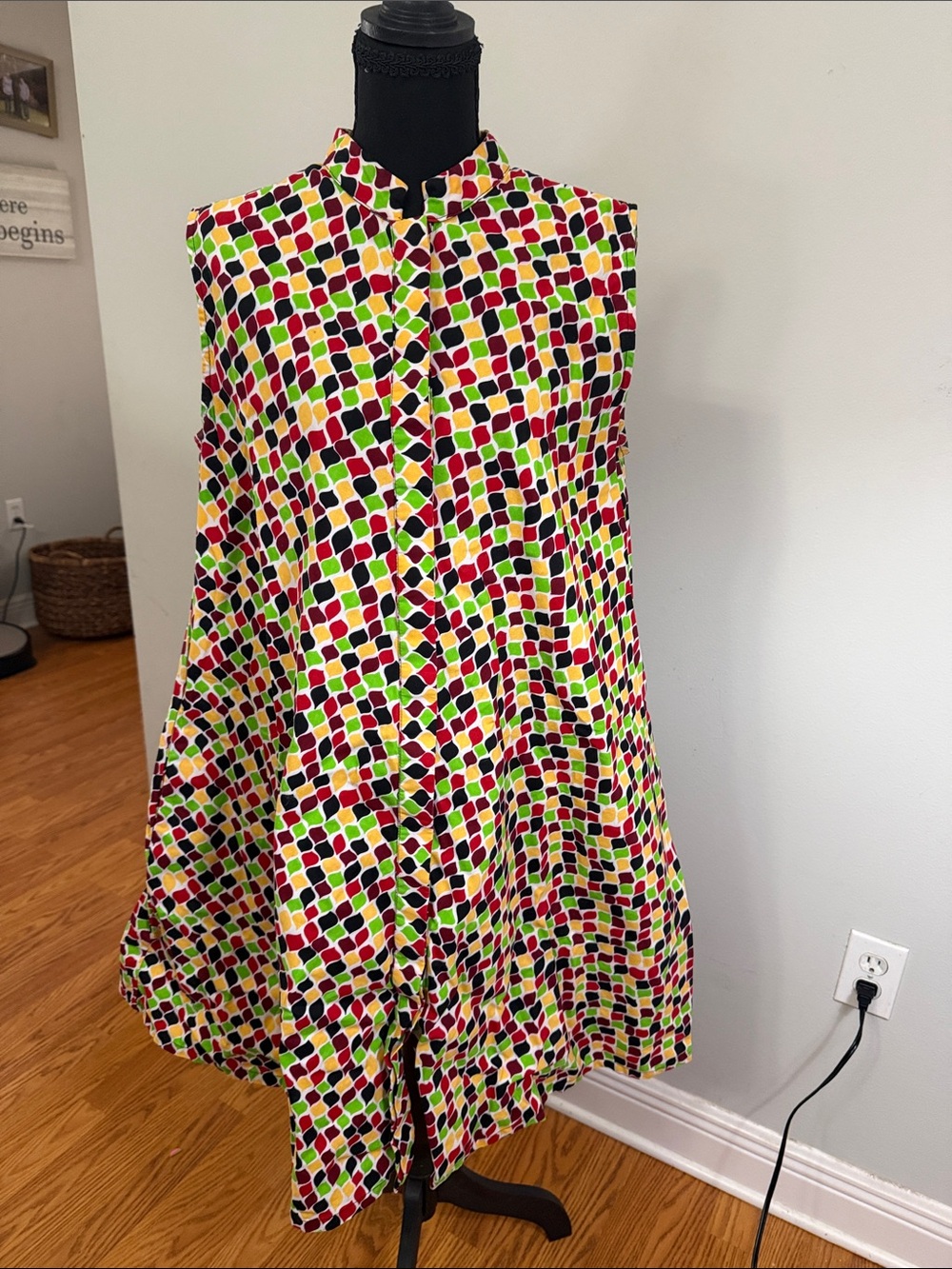 Zuri Kenya Glitterbug African Dress in Bright Green, Red & Yellow